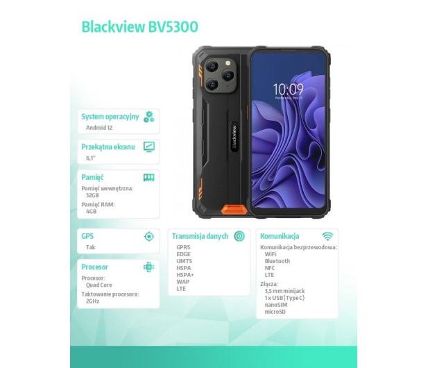 Blackview BV5300 4/32GB 6580mAh pomarańczowy - 1150903 - zdjęcie 8